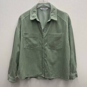 Zara Sage Green Corduroy Shirt Shacket Women’s Size XXL